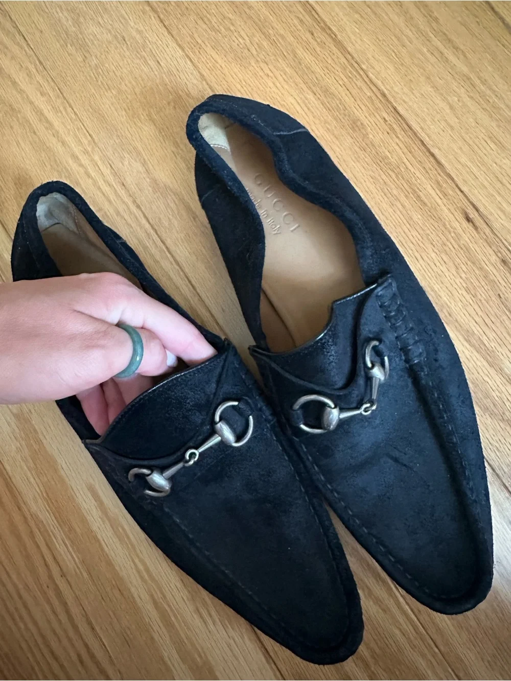 Gucci 1953 Horsebit Loafers Black Suede Silver Bit Men’s 9D / 9.5